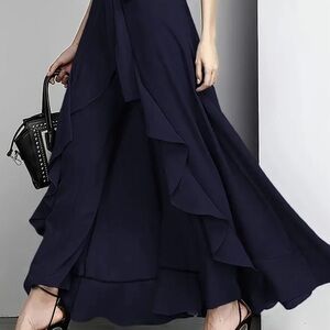 Elegant Navy Blue Maxi Skirt